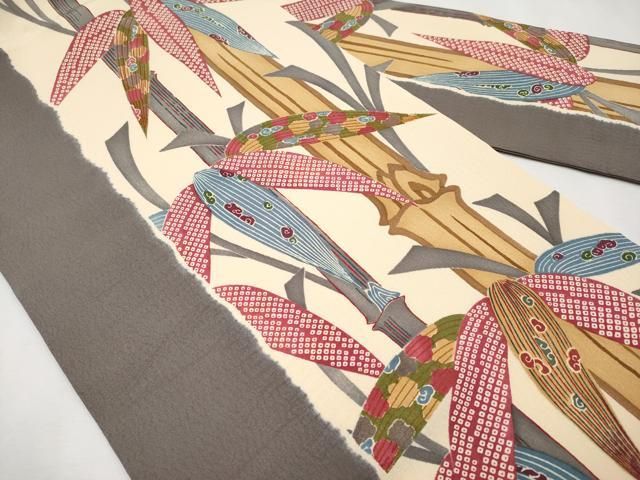 平和屋本店■極上　摺型友禅　京都　多ち花　全通柄　九寸名古屋帯　絞り　加賀大笹　逸品　未使用　CYAA2236s5 平和屋本店□極上 摺型友禅 京都 多ち花 全通柄 九寸名古屋帯 絞り