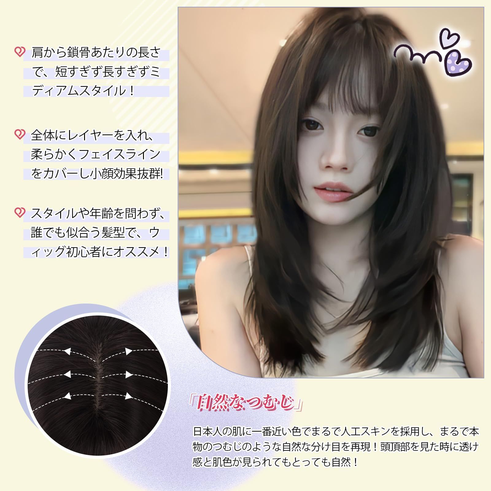ウイッグ 女性ロングヘア新しいヘアカバーラウンドフェイスかわいいネットレッドウー ウイッグ 甘辛く 女性ロングヘア新しいヘアカバーラウンド