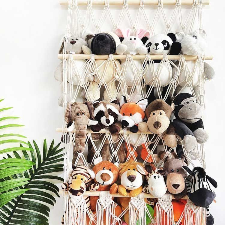 ぬいぐるみ 収納 ハンモック おもちゃ収納 3段収納 タペストリー編み おしゃれ 壁掛け ウォールポケット 整理整頓 吊り下げラック 見せる収納 収納ネット 大容量 お洒落 隙間収納 ぬいぐるみネット NEXPOTALLINN_EU