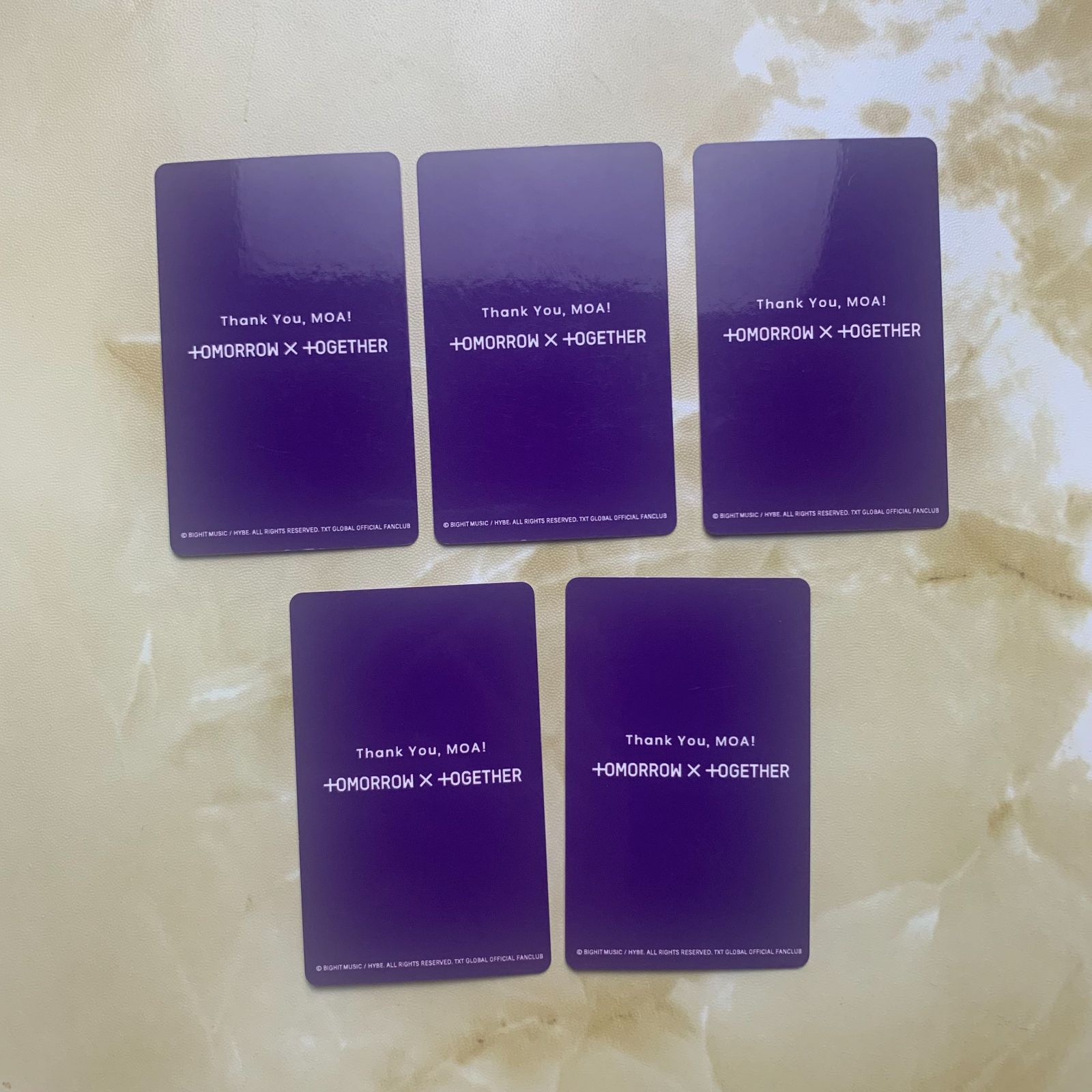 TOMORROW X TOGETHER TXT MOA membership オフィシャルマガジン 2025とACT PROMISE IN JAPANのアンケートで当選 トレカ 全員で5枚 セット