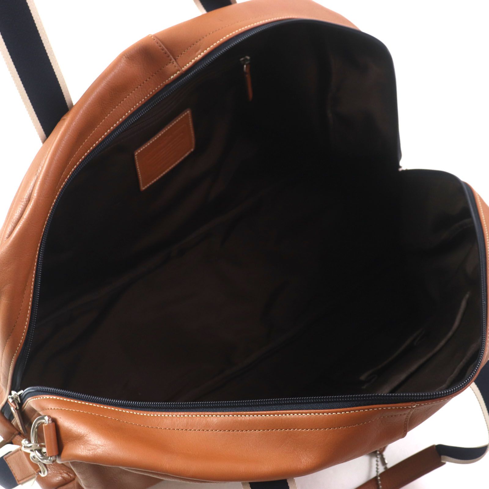 COACH コーチ F70561 ボストンバッグ レザー ブラウン×ネイビー 未使用品▽COACH コーチ F70561 ヘリテージ ロゴ刻印入り 2WAY 大型