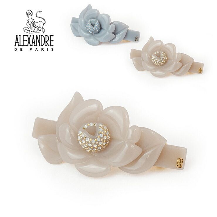 aa8-17959-02 アレクサンドル ドゥ パリ ALEXANDRE DE PARIS 8cm 花 バレッタ 髪留め スワロフスキー ブランド ハンドメイド ヘアアクセサリー 大人 女性 かわいい おしゃれ