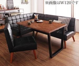 ダイニングセット（テーブルu0026ソファ チェア） 古木風 ヴィンテージ カフェスタイル リビングダイニング 4人 4点セット(テーブル+ソファ1脚+アームソファ1脚+チェア1脚) 左アーム W150
