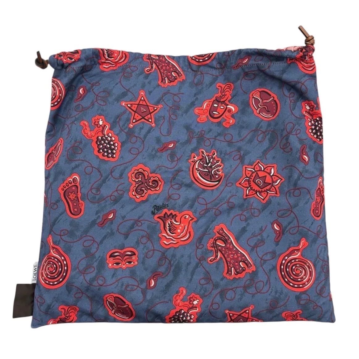 ロエベ エスニック ポーチ 巾着 レザー 1484