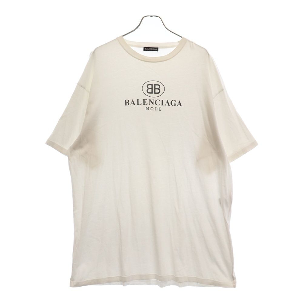 BALENCIAGA (バレンシアガ) 19SS BBロゴプリント 半袖Tシャツ ホワイト