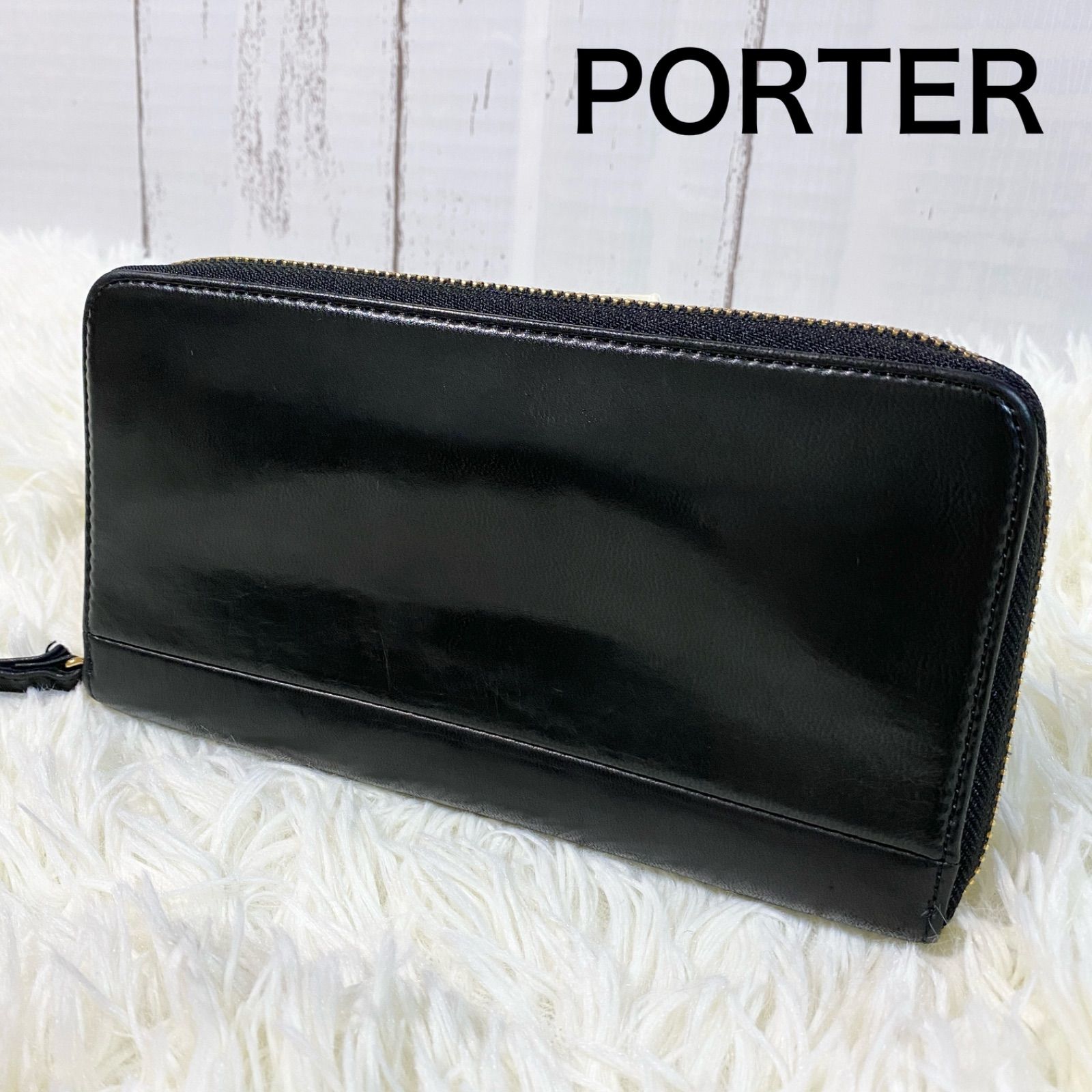 PORTER】ポーター WISE ワイズ 長財布 馬革 ラウンドファスナー 黒