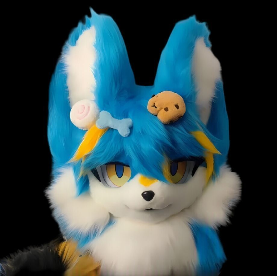 着ぐるみヘッド キツネ NO.38 青 ブルー 全頭ヘッド ケモノ マスク ファースーツ ぬいぐるみ コスプレ コスチューム