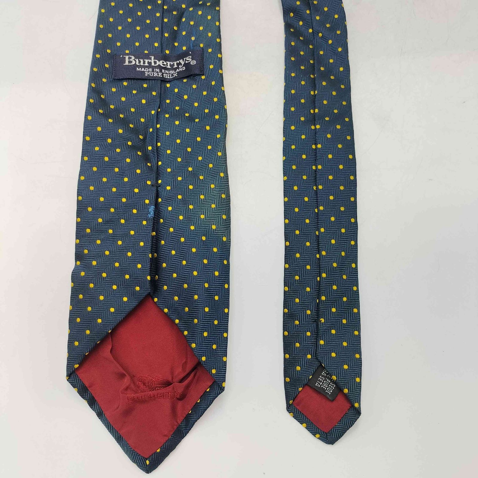 バーバリーズ BURBERRYS 英国製 PURE SILK ドット柄 ホース 刺繍