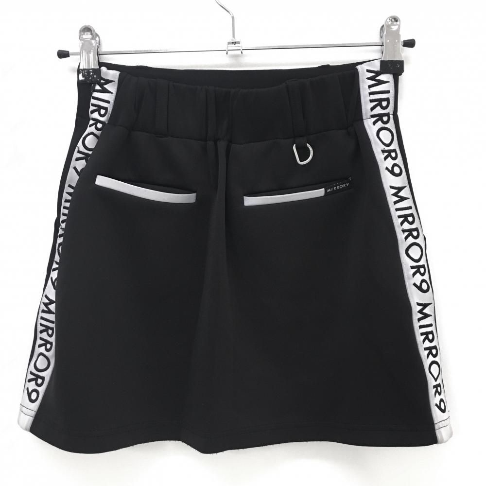 ミラーナイン スカート 黒×ライトグレー サイドロゴ レディース M