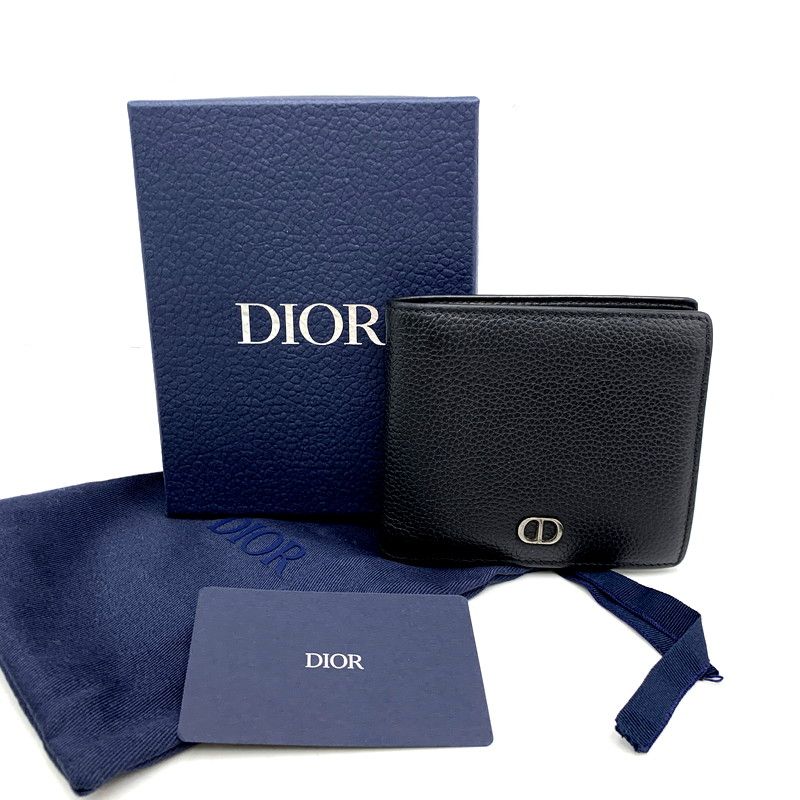 メンズ|レディース Christian Dior クリスチャンディオール CD ICON GRAINED CALFSKIN COMPACT WALLET ウォレット 財布 181-250406-as-21-IZU
