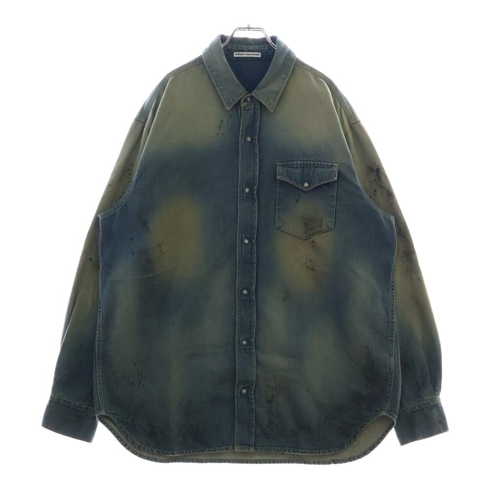 UNIFORM EXPERIMENT ユニフォームエクスペリメント 24AW DENIM SHIRT ユーズド加工 スナップボタン デニム ロングスリーブ 長袖シャツ インディゴ UE‐242041 UNIFORM EXPERIMENT (ユニフォームエクスペリメント) 24AW DENIM SHIRT