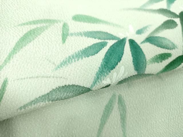 平和屋着物○九寸名古屋帯 手描き 笹竹花文 鬼しぼ縮緬 正絹 逸品 未