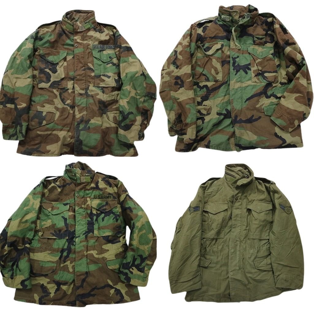 古着卸 まとめ売り M-65 ジャケット 米軍実物 ミリタリー 4枚セット (メンズ S /M ) 3rd b ウッドランド 迷彩 UM3-3 MR8469