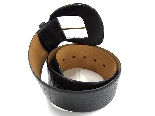 定価4.1万円*MaxMara 黒 レザー ベルト クロコダイル型押し クロコダイル レザーベルト WMGP-BL03 | ワコマリア – CRACKER'S