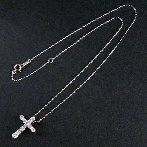 プラチナ 天然ダイヤモンド 1カラット クロスネックレス チェーンセット ダイヤモンド クロスネックレス 1ct(Total) VVS～SI D～K EX