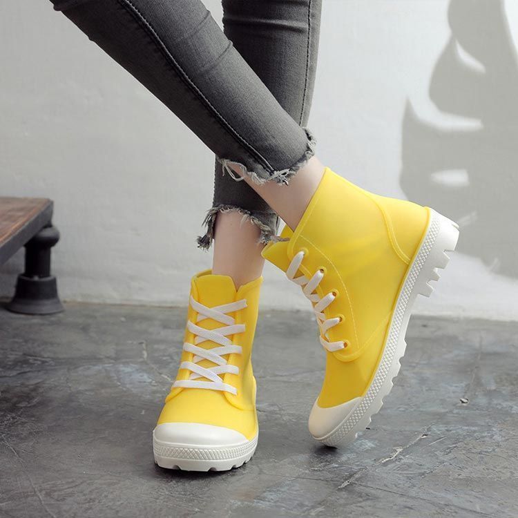 レインブーツ 即 OK レディース ハイカット スニーカー レインシューズ 防水 レースアップ ラバーブーツ 滑りにくい 雨靴 梅雨 歩きやすい 履きやすい アウトドア キャンプ 女子 女性 おしゃれ 日常着 zhangban503