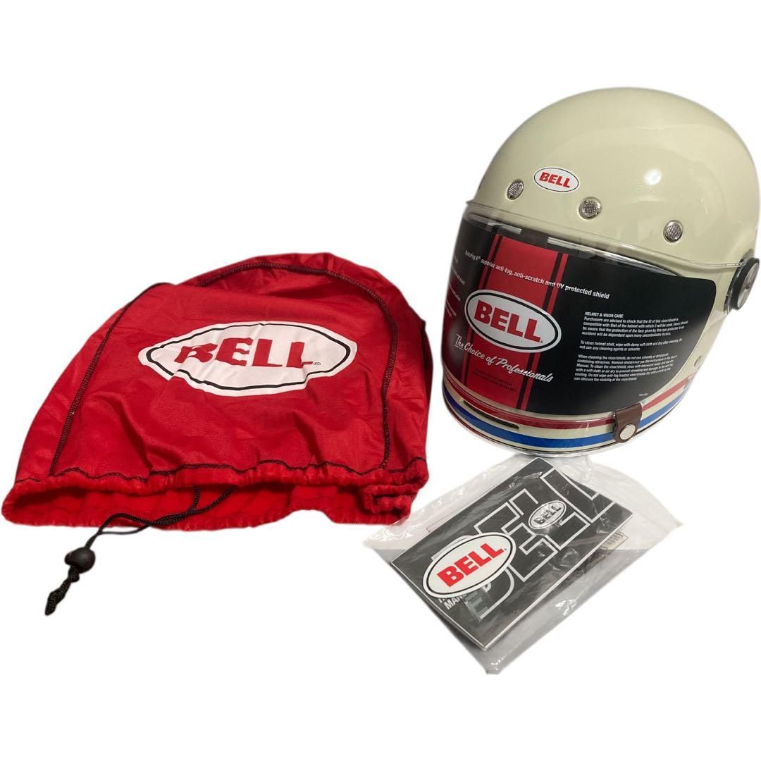 ♥一点 BELL BULLITT STRIPES GLOSS PEAL WITE ストライプ グロス ピール ホワイト ベル ブリット XL フルフェイス タグヘルメット袋完備