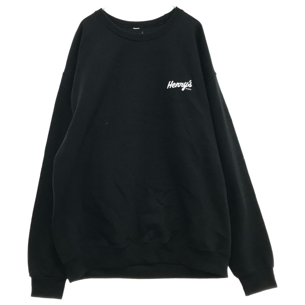 Henry’s PIZZA (ヘンリーズピザ) 大阪限定 CREW NECK SWEATSHIRT ロゴプリントクルーネックスウェット  裏起毛トレーナー ブラック