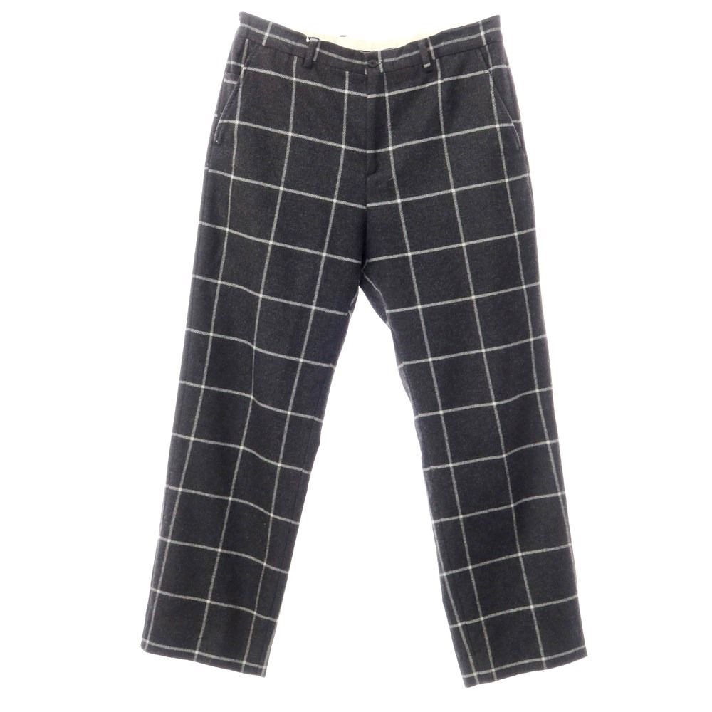 シュプリーム Supreme 2025年秋冬 Windowpane Wool Trouser ウールポリエステル チェック スラックスパンツ チャコールグレーxホワイト サイズ34 メンズ