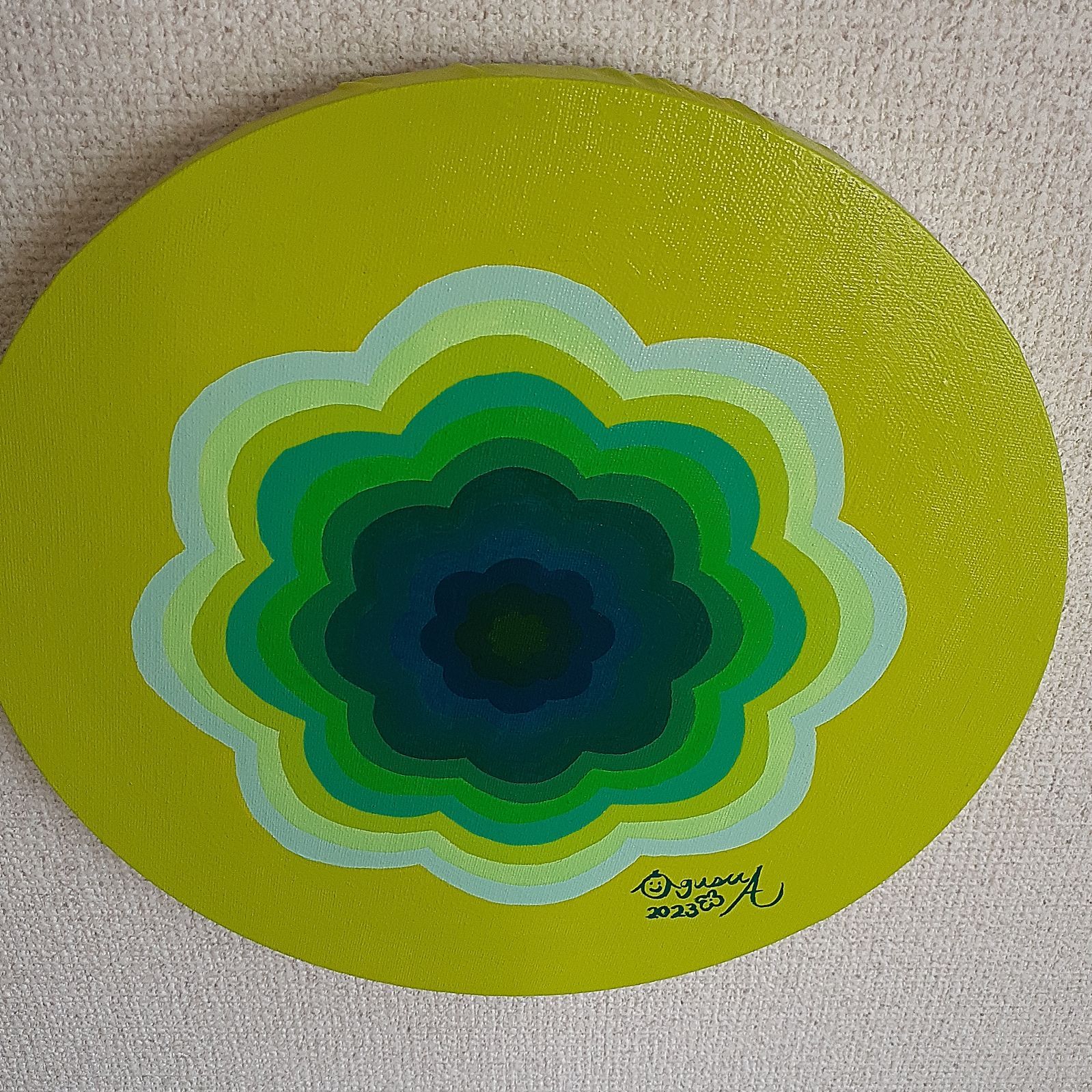 緑の曼荼羅 画家 小楠アキコ作品 サイズ30×30cm アクリル絵の具 - メルカリ