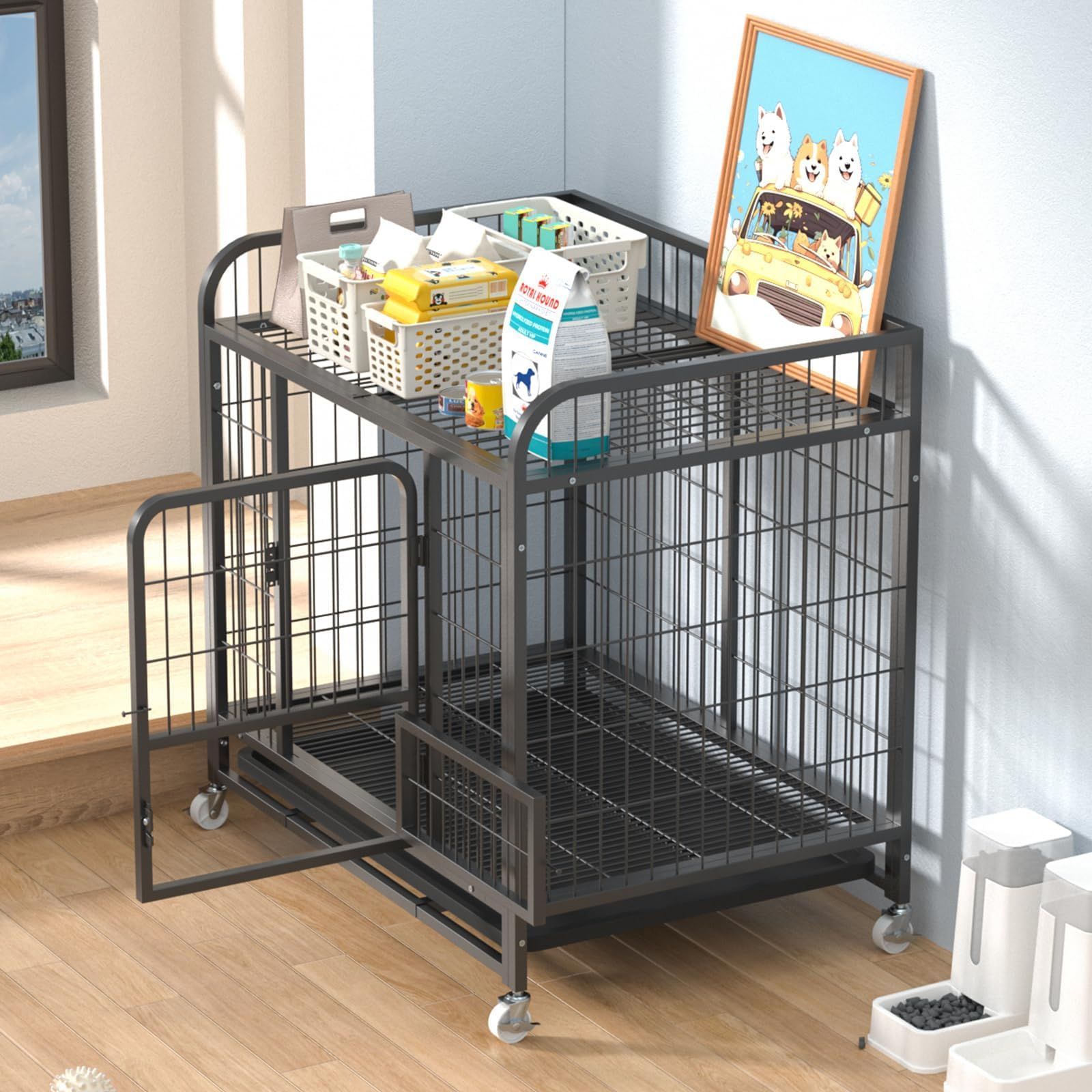 ペットケージ 犬 猫 ケージ ゲージ ペットサークル 耐荷重75kg 天板 天面 側面 ドア 2ドア ダブルドア 丸洗いOK 小型犬 中型犬 四輪  360° キャスター 軽量 頑丈 ペットケージ 犬 猫 小動物 ケージ ゲージ ペットサークル 耐荷重75kg 天板 天面 側面