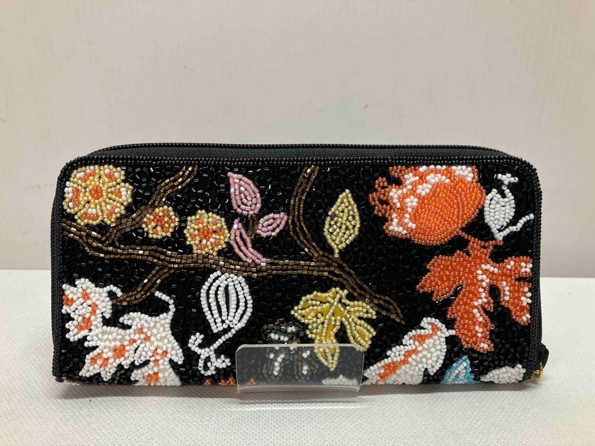KATORIYA カトリヤ 長財布 ビーズ 花柄 レディース 箱あり KATORIYA カトリヤ 長財布 ロングウォレット ラウンドファスナー
