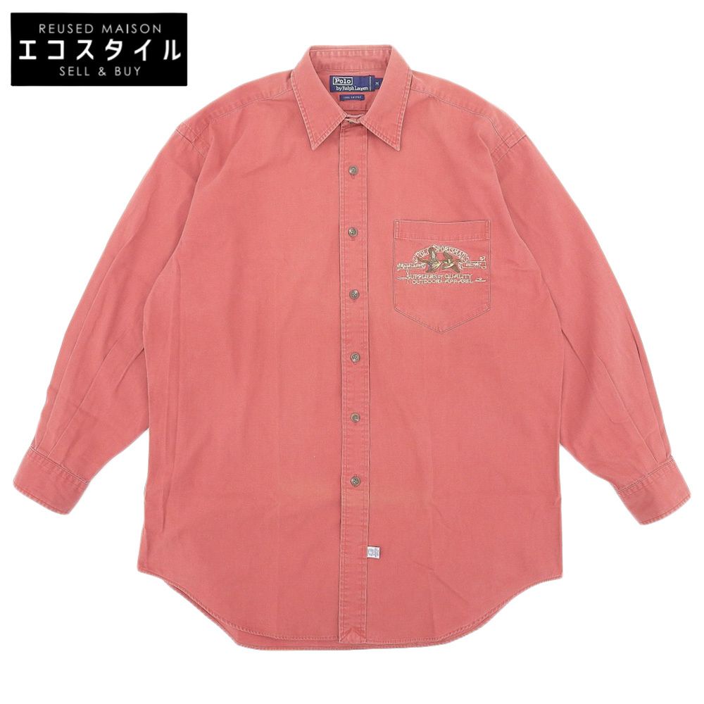 POLO RALPH LAUREN ポロ ラルフローレン コットン100 カモ刺繍 長袖 ハンターシャツ トップス メンズ レッド M M