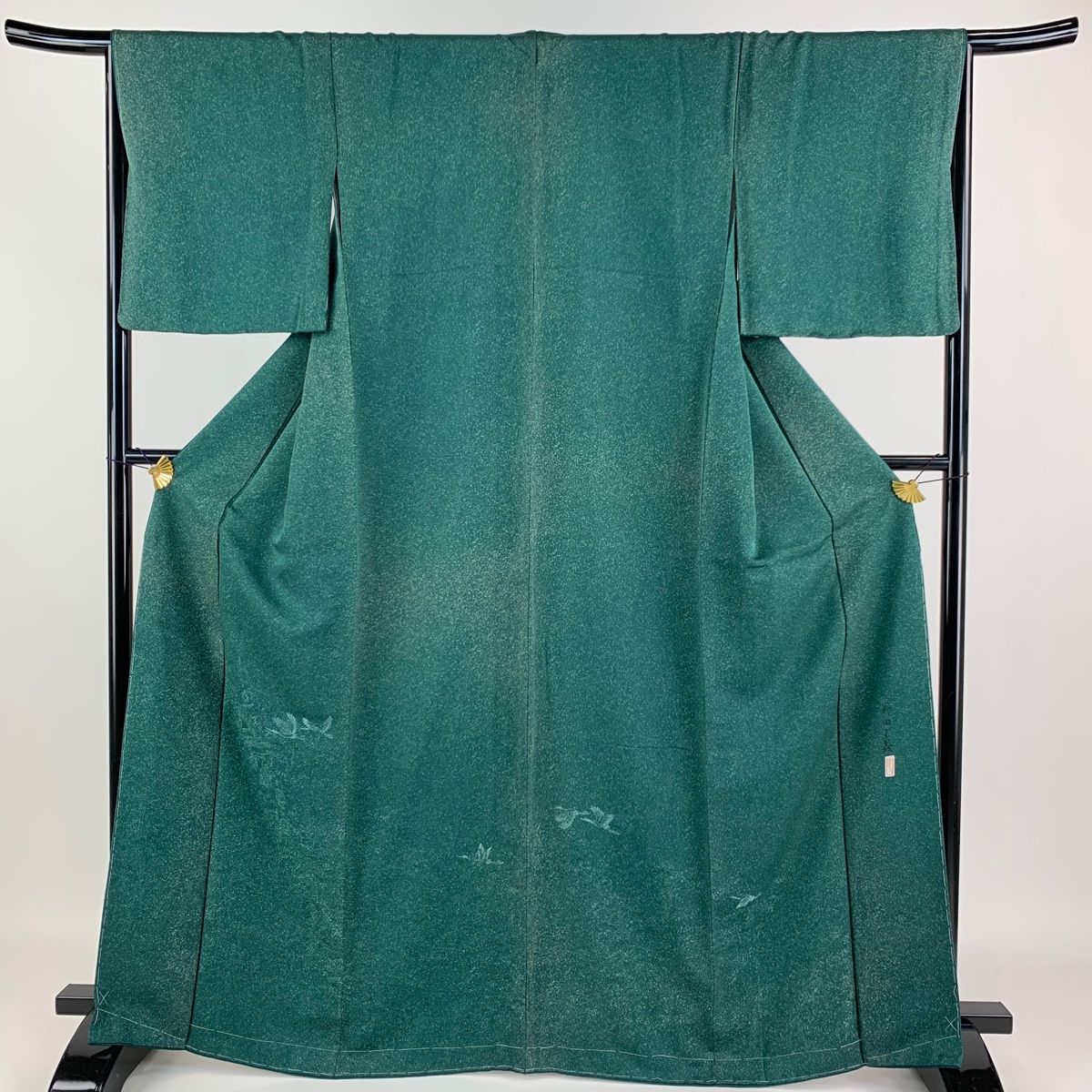 在庫一掃】 付下げ 身丈166cm 裄丈66cm M 袷 押田正義 落款 鶴 地紋  