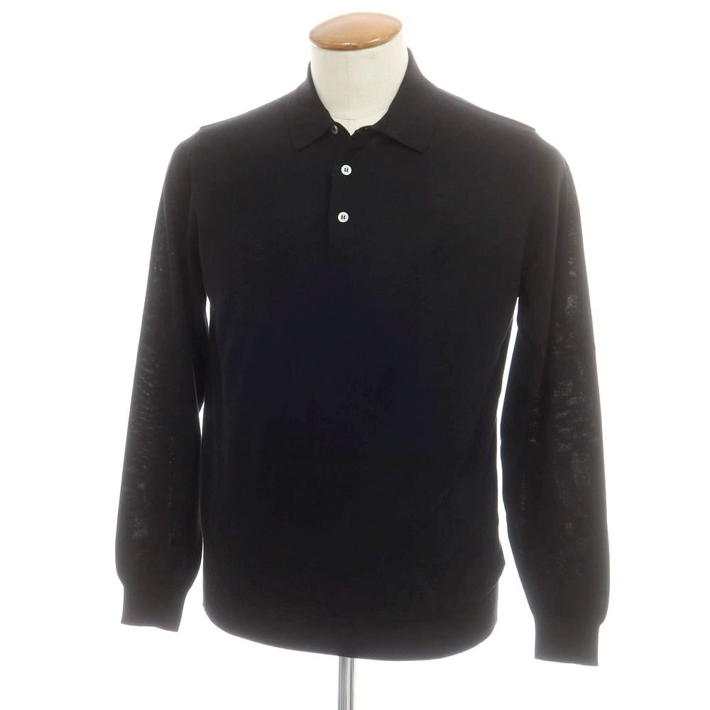 新品】ドルモア DRUMOHR ハイゲージコットン 長袖 ポロニット ブラック