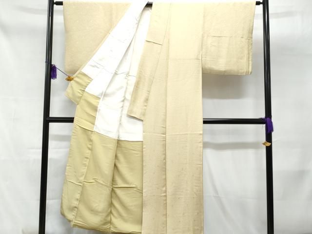 平和屋着物□上質な色無地 吉祥花地紋 一斤染色 正絹 逸品