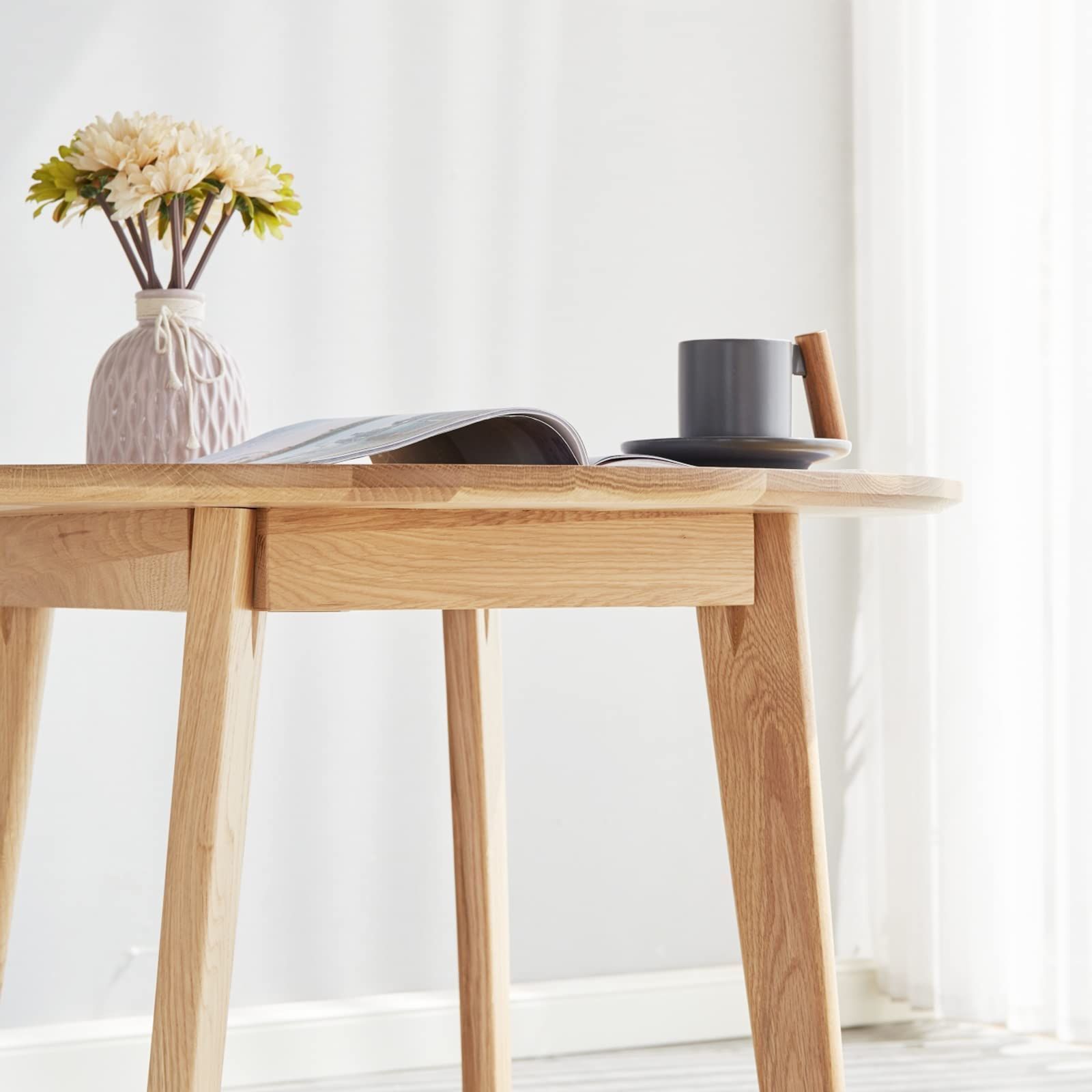 MU RONG アメリカFAS級オークダイニングテーブル 丸テーブル 円形