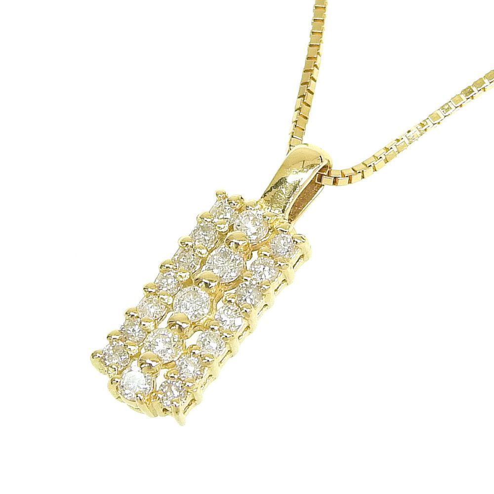 返品OK】合計0.30ct 天然ダイヤ ネックレス 40cm K18YG レディース 18K