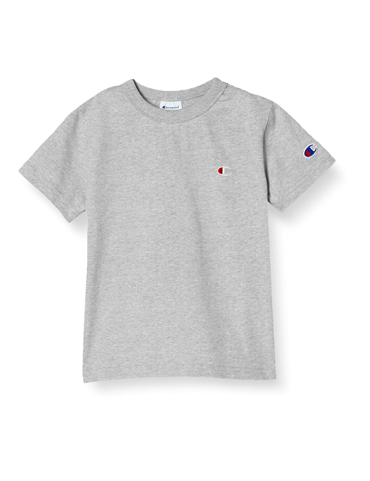 【在庫処分】[チャンピオン] Tシャツ 半袖 綿100% 定番 ワンポイントロゴ刺繍 ショートスリーブTシャツ CK-T301 ボーイズ オックスフォードグレー 150