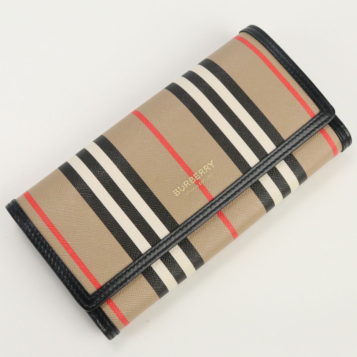 BURBERRY バーバリー コンチネンタルウォレット ストライプ 長財布ニ折 