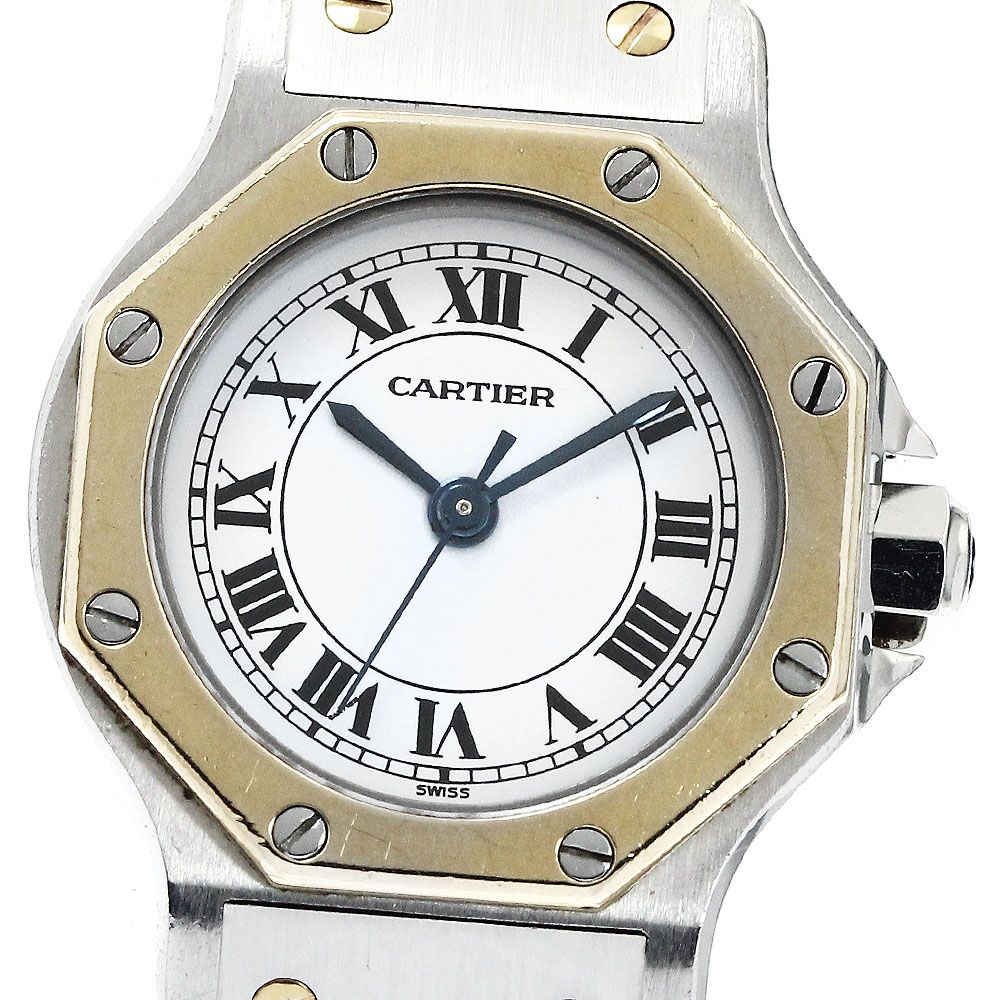 カルティエ CARTIER サントスオクタゴンSM YGコンビ 自動巻き レディース_885390