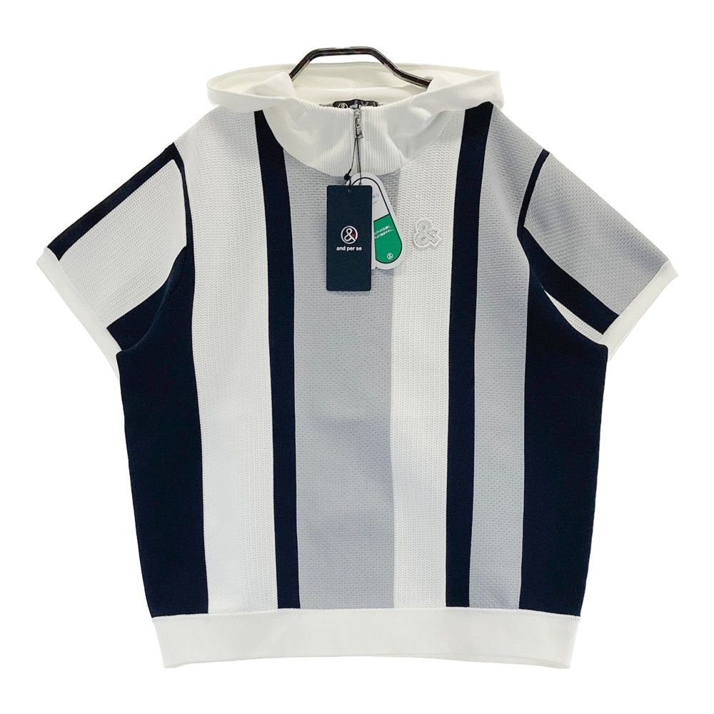 サイズ LL AND PER SE アンパスィ モデル 半袖ニットパーカー ホワイト系 240101541739 ゴルフウェア レディース ストスト