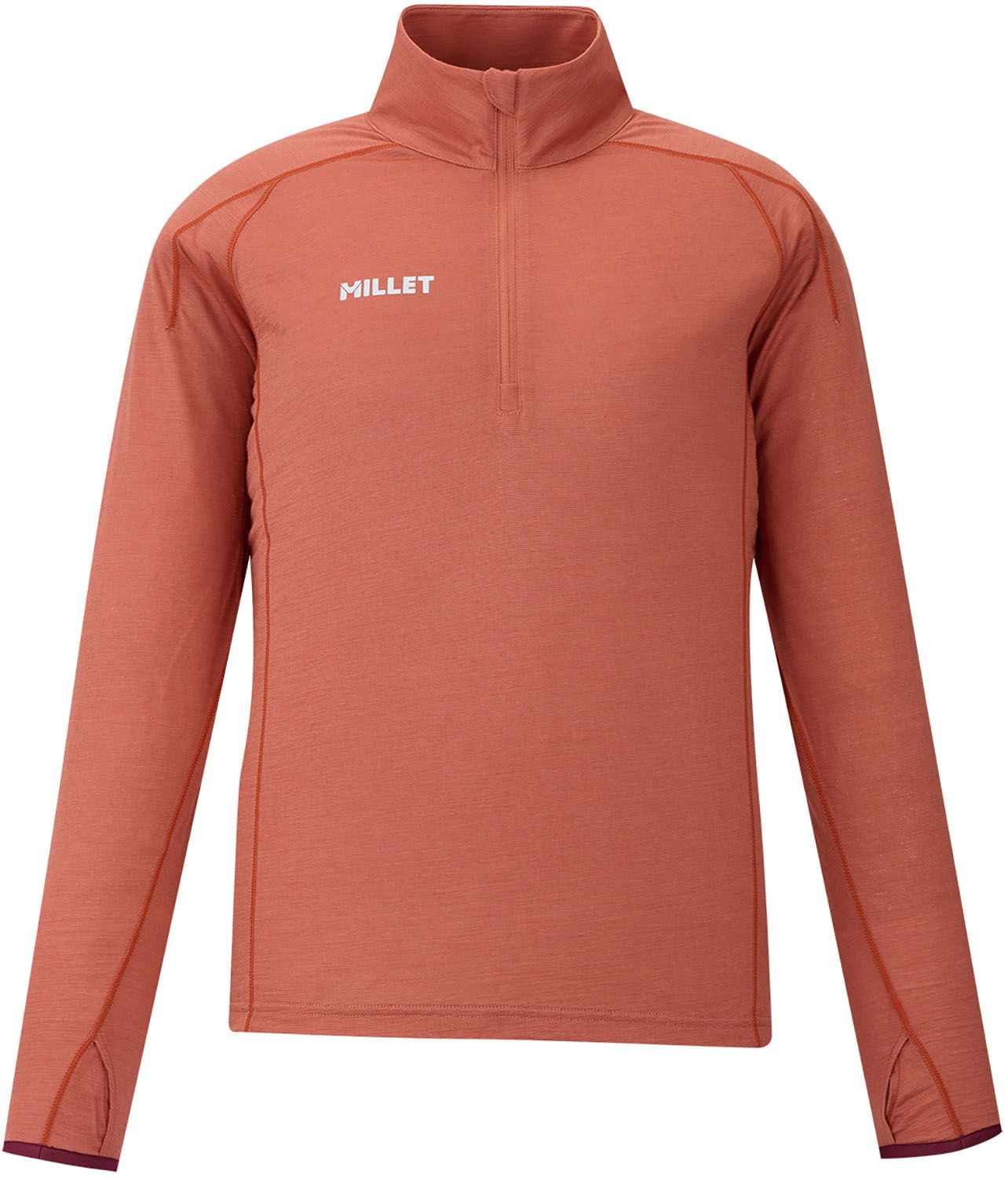 ミレー MILLET アウトドア UBIC WOOL ZIP LS W ベースレイヤー ロングスリーブ 長袖 トレッキング 登山 ハイキング 速乾 耐久性 保温 調湿 防臭 ハーフジップ MIV03215 N0004 GINGERSPICE