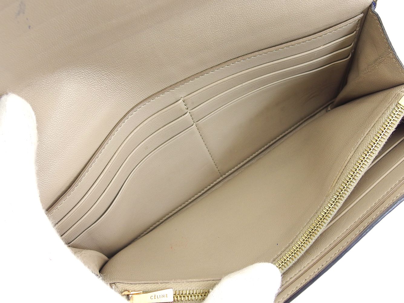 セリーヌ　長財布　マルチファンクション　ラウンドジップ　ブルー系　レザー セリーヌ CELINE 長財布 ロゴ ラージフラップマルチ