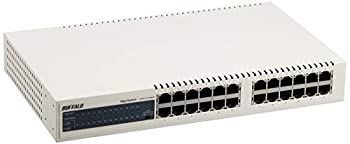 【中古】BUFFALO Giga対応 金属筺体 電源内蔵 24ポート ホワイト スイッチングハブ LSW4-GT-24NSR