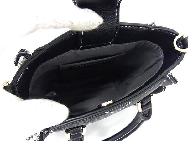 ■新品同様■ Samantha Vega サマンサベガ レザー ビーズ フリル 2WAY ハンドバッグ ショルダー クロスボディ ブラック系 FL6426 □新品同様□ Samantha Vega サマンサベガ レザー ビーズ フリル 2WAY