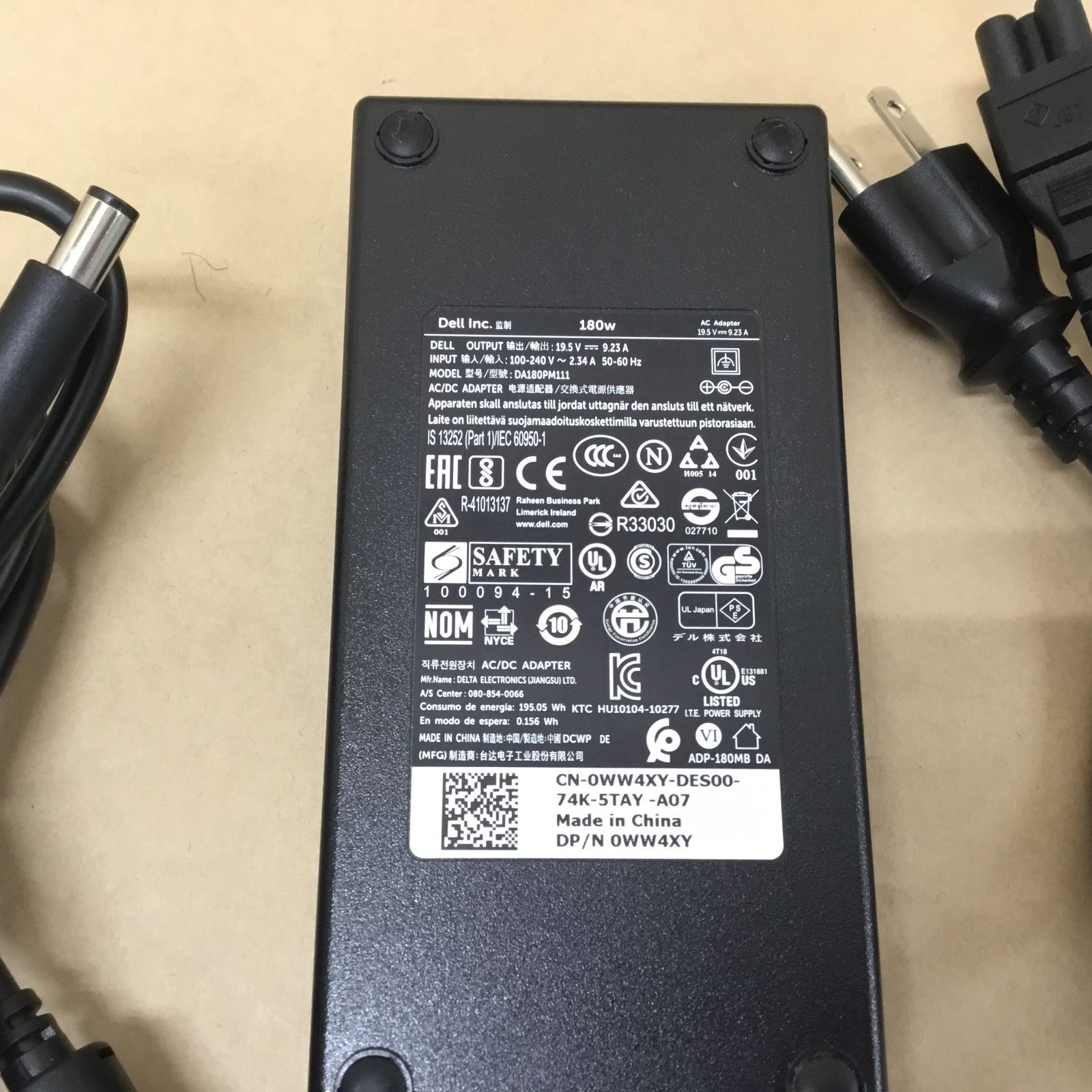 DELL ACアダプター ADP-180MB B 19.5V~9.23A　180W DA180PM111 Dell G3 17 3779 G5 15 Precision M6400 M4700 M4800 M4600