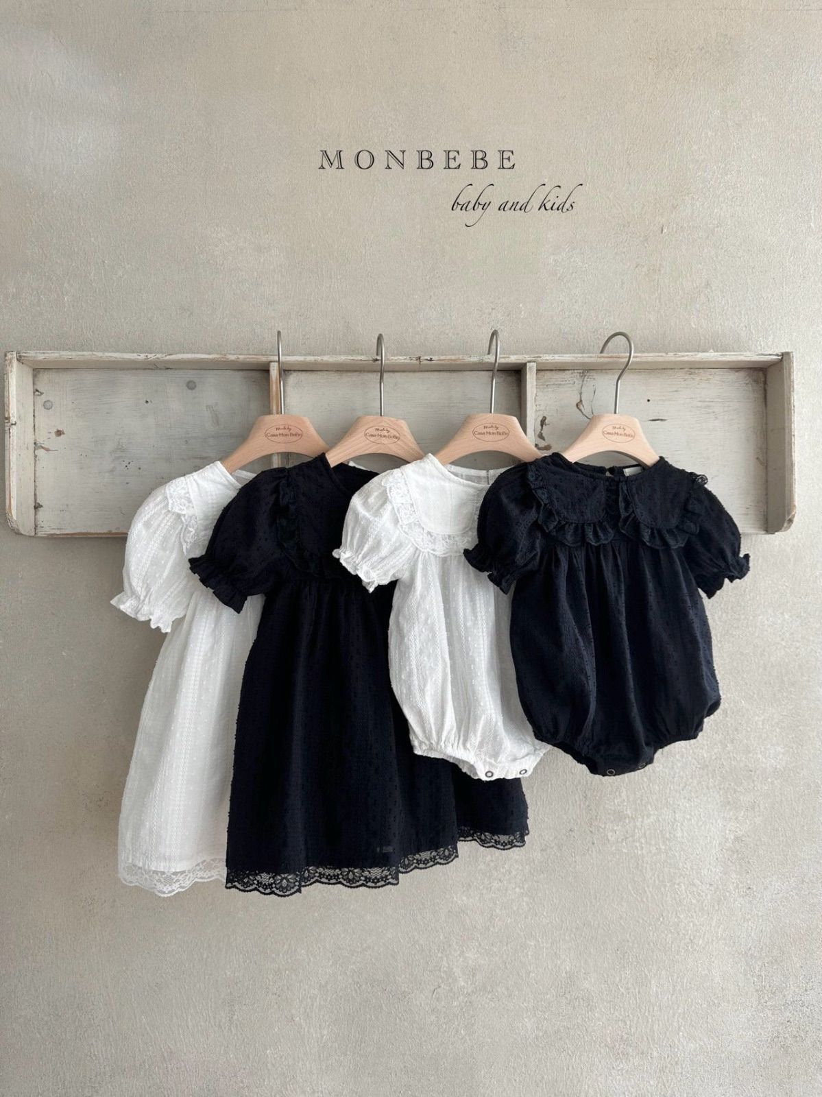 モンベベ monbebe cinnamon dress レース ドレス ワンピース ブラック ホワイト 韓国 子供服 キッズ ベビー - メルカリ