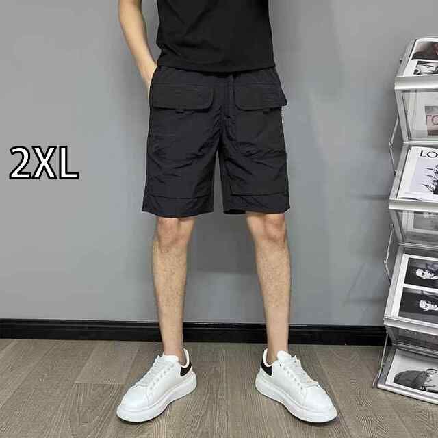 [2XL]メンズ ファッション 服 男性用 オシャレ シンプル 大人 かっこいい 大きいサイズ ストリート 紳士服 夏 ストレート レッグ パンツ マルチ ポケット 薄手 速乾