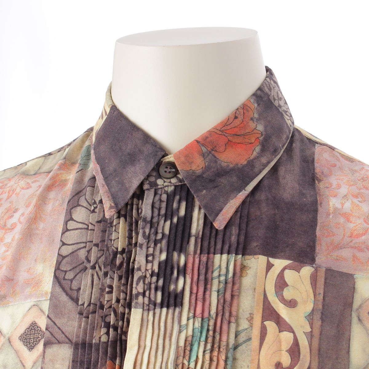 イッセイミヤケ メン レーヨン 総柄 パッチワークプリント プリーツ