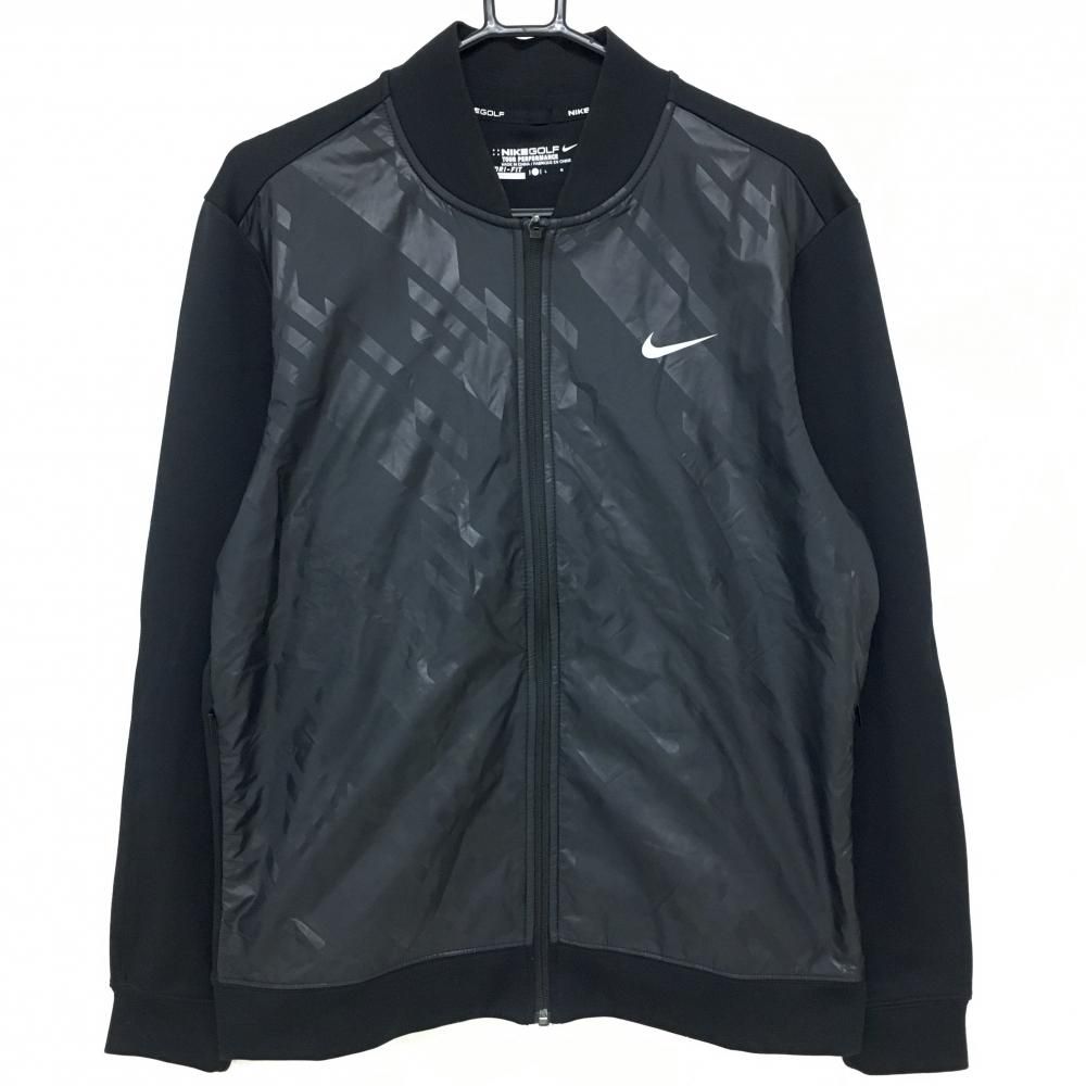 SALE価格【美品】ナイキ ジップブルゾン 黒 前面地模様  メンズ L ゴルフウェア NIKE