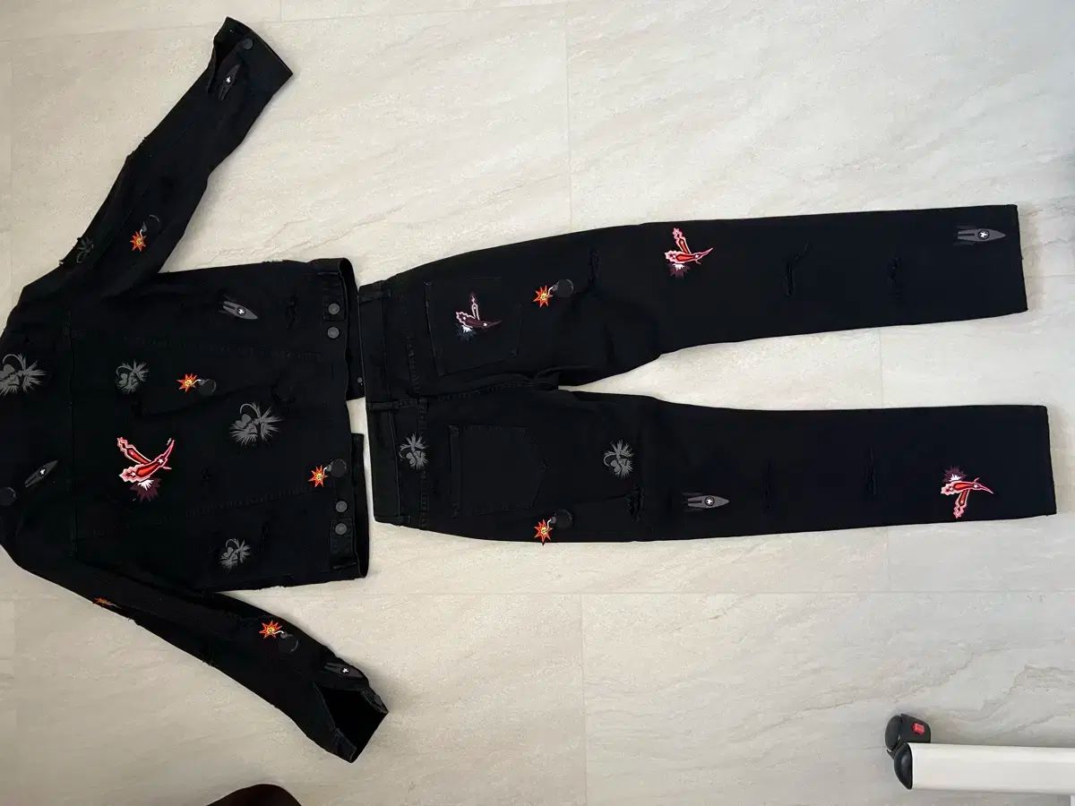  MSGM 黒 デニム ジャケット パンツ セット 38 その他 ビジネススーツ