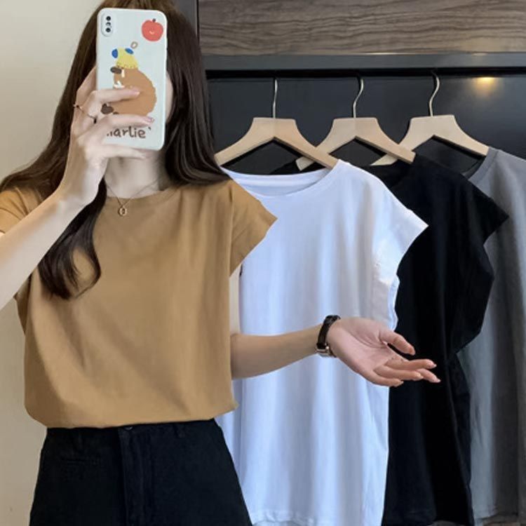 Tシャツ レディース 夏 半袖 ブラウス トップス カットソー インナー プルオーバー 綿混 コットン混 ノースリーブ ドルマンスリーブ フレンチスリ youdear_cd-bi-0058