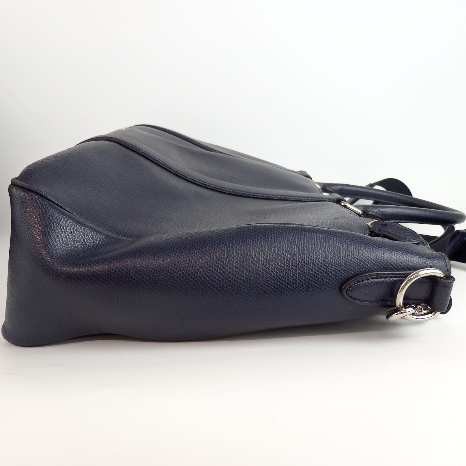 【美品】コーチ ボストンバッグ 2way ネイビー レザー ロゴ 大容量 COACH】コーチ ボストンバッグ 2way ネイビー レザー レディース