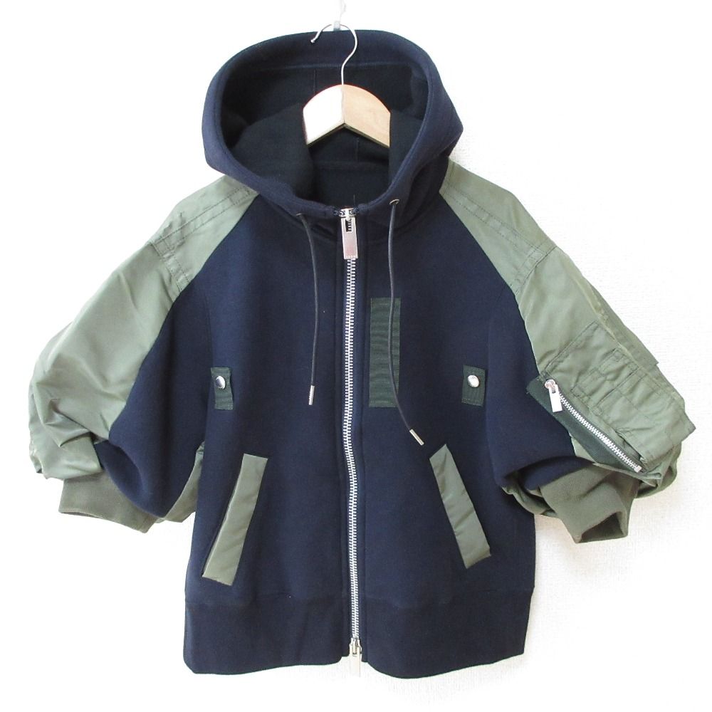 美品 22SS sacai サカイ Sponge Sweat Blouson ドッキングブルゾン 22