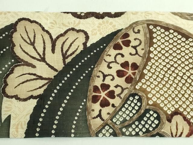 平和屋本店□極上 夏物 摺型友禅 京都 多ち花 九寸名古屋帯 生紬地 微